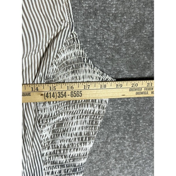 Old Navy Sleeveless Smocked Dress Womens Sz‎ Large Tall Striped White Gray Brown - Picture 15 of 16